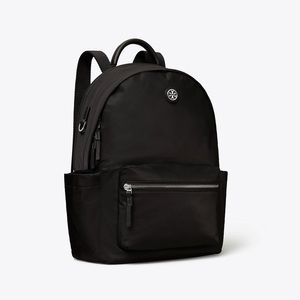 Tory Burch Nylon Zip Backpack Black & Silver